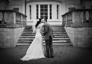 Seaham Hall Wedding Bride & Groom Kissing Portrait with North East Photographer Jan Secker Photographic Middlesbrough